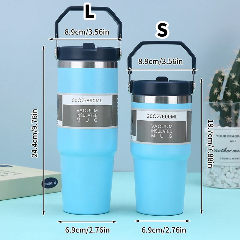 20/30oz Vacuum Insulated Tumbler Stainless Steel Coffee Cold Cup With Straw Insulated Water Bottle Thermal Water Tumbler Cup