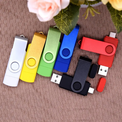 Rotable Usb Flash Drive 128GB 32GB 16GB Pen Drive 256GB Pendrive 64GB 4G OTG 2 IN 1 Memoria Usb Stick Type C Usb 2.0