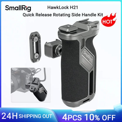 SmallRig HawkLock H21 Quick Release Rotating Side Handle Kit with Universal Slider for Cage Plates, 360° Dual-direction Rotation