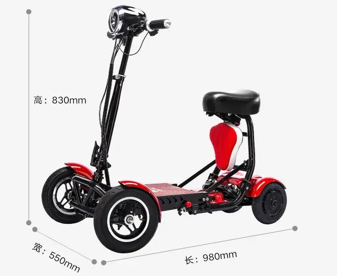 handicapped Foldable Electric Scooter Adult Dual motor 4 Wheels Folding Electric Wheelchair Scooter For Elderly People