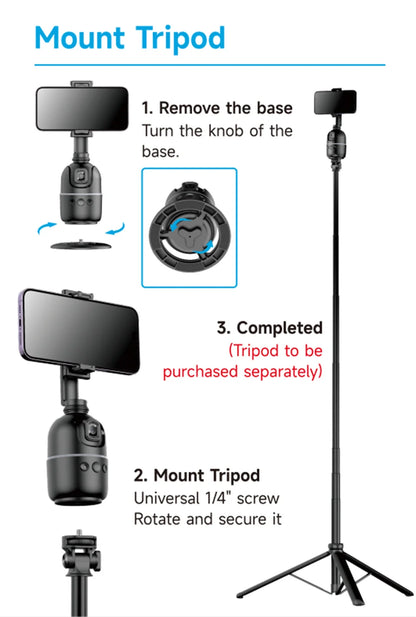 COOL DIER AI Smart Gimbal 360 ° Auto Face Tracking Gimbal All in One Rotation for Smartphone, Video Vlog Stabilizer Phone Holder