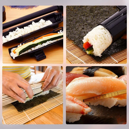 DIY Sushi Maker Set Machine Rice Mold Bazooka Roller Kit Perfect Kitchen Tool for Making Vegetarian and Meat Sushi Rolls