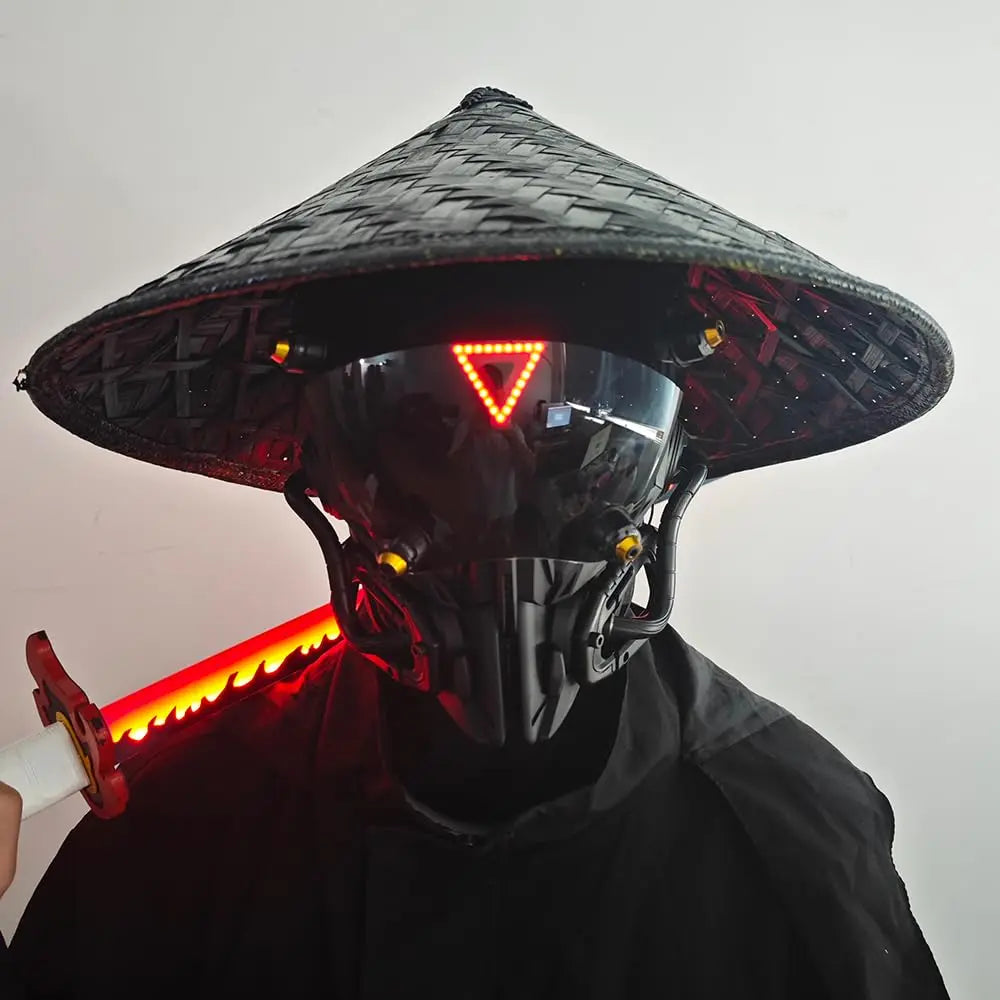 JAUPTO Punk Mask Cosplay for Men, Red Triangle Light Mask Cosplay Halloween Fit Party Music Festival Accessories