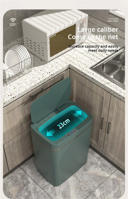 Smart Bathroom Trash Can Automatic Bagging Electronic Trash Can White Touchless Narrow Smart Sensor Garbage Bin Smart Home 15L