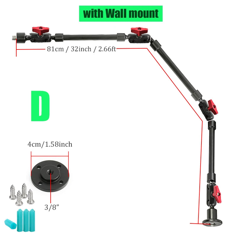 BFOLLOW 32" 22" Smartphone Bracket Magic Arm for Camera Articulated Flexible Wall Mount Desk Clamp Tablet Webcam Gopro Stand