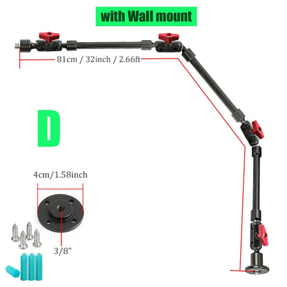 BFOLLOW 32" 22" Smartphone Bracket Magic Arm for Camera Articulated Flexible Wall Mount Desk Clamp Tablet Webcam Gopro Stand