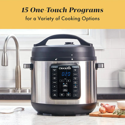 8-Quart Multi-Use XL Express Crock Programmable Slow Cooker and Pressure Cooker with Manual Pressure, Boil & Simmer, S