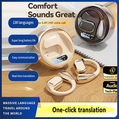 2024 new smart Bluetooth headset wireless binaural simultaneous translation dual-mic noise reduction multi-language translation