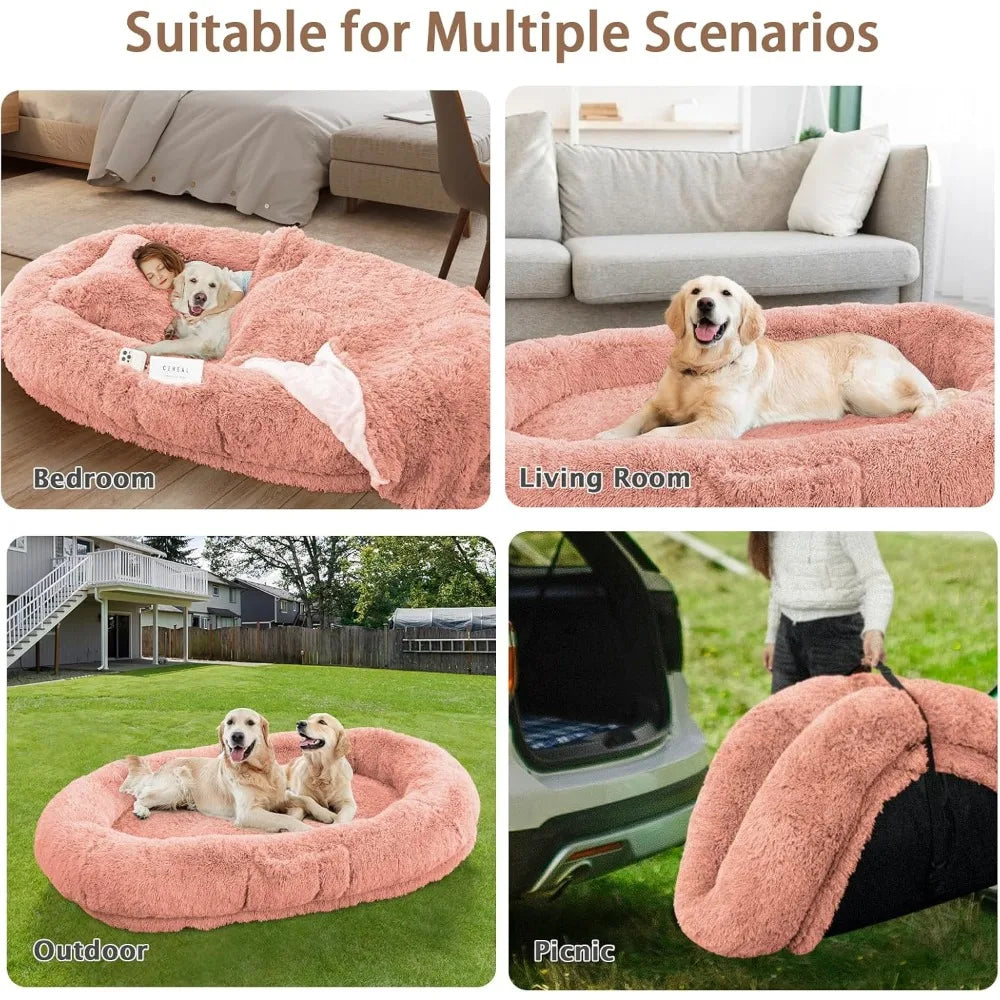 Human Dog Bed, Size Fits Adult and Pet Washable Giant People Dog Bed 10 CM Thick Memory Foam Large Oversize Dog Bed