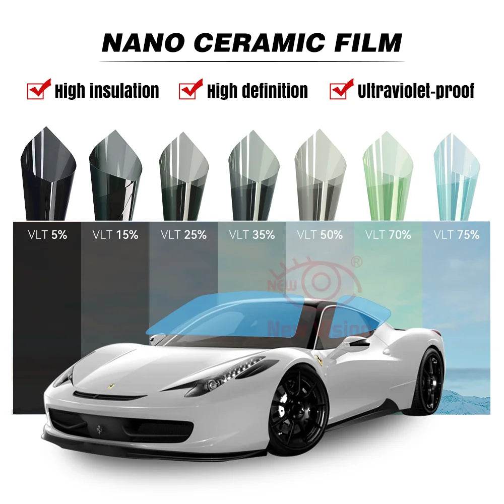 50cmX152cm IRR100% HD Nano Ceramic Car Film High Heat Resistant Tint Solar Protection Car Window Sticker Films - MarvelouStoree