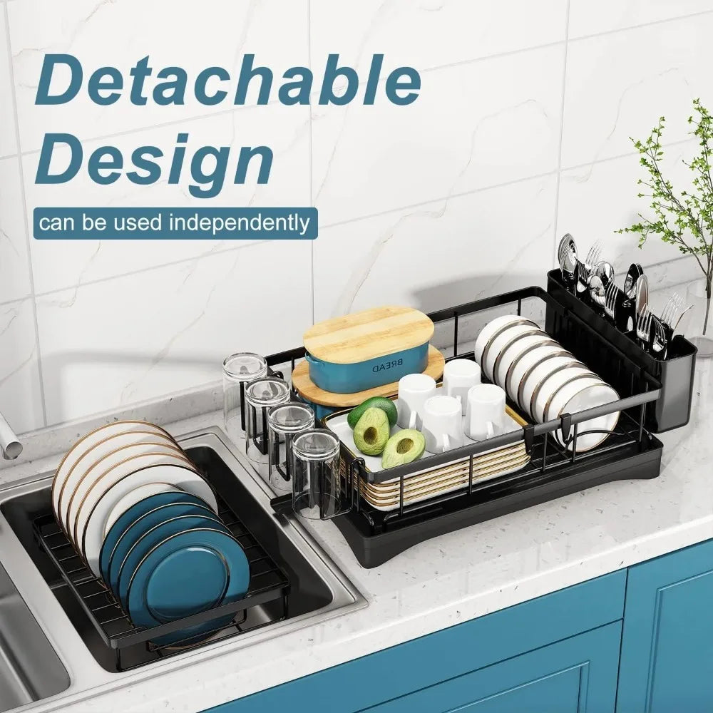 Dish Racks for Kitchen Counter, Stainless Steel Kitchen Dish Drying Rack with Drainboard, Detachable Dish Drainers