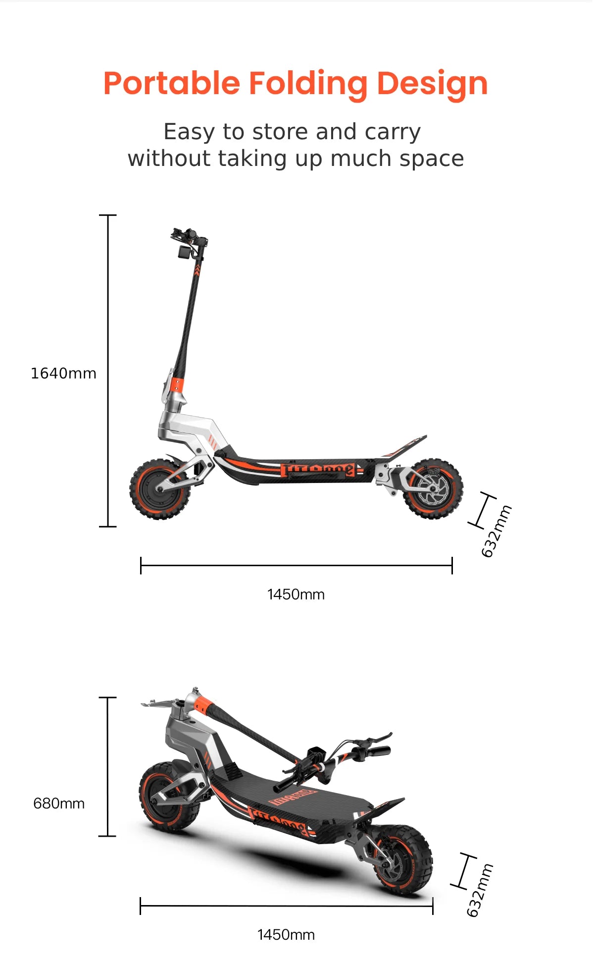 TITAONE-X Carbon Fiber Escooter with App 4000w dual motor 11inch Fat Tire Fast Speed Electric Scooter