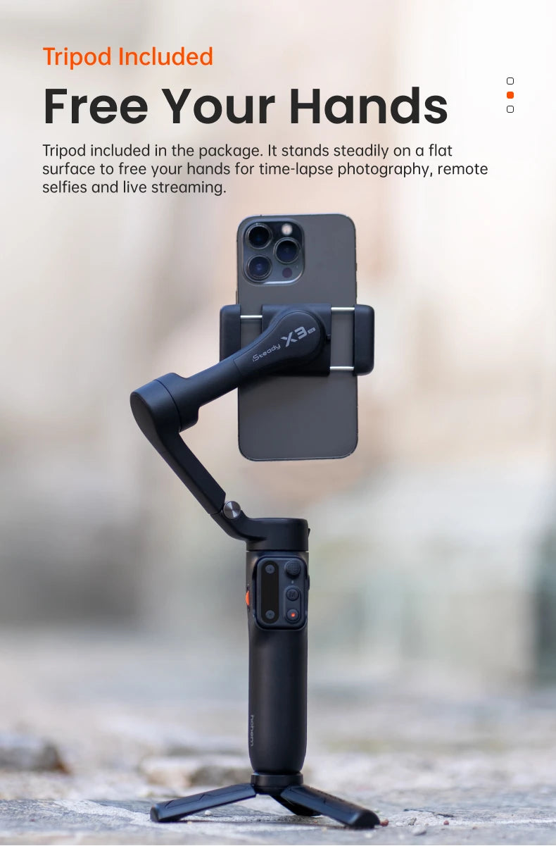 Hohem mobile phone stabilizer iSteady X3 SE  3-Axis Gimbal with Remote Control and Foldable Phone Stabilizer for iPhone/Samsung