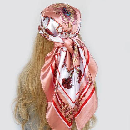 new 90*90cm fashion Silk Scarf Scarftop Headwraps Women Vintage Four Seasons Hair Scarve Hijab Foulard Bandana Femme Headscarf