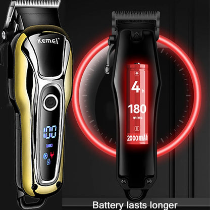 Kemei Hair Clipper Electric Hair Trimmer Professional Men's hair clipper cordless beard trimmer LED display Wireless Hair Cutter