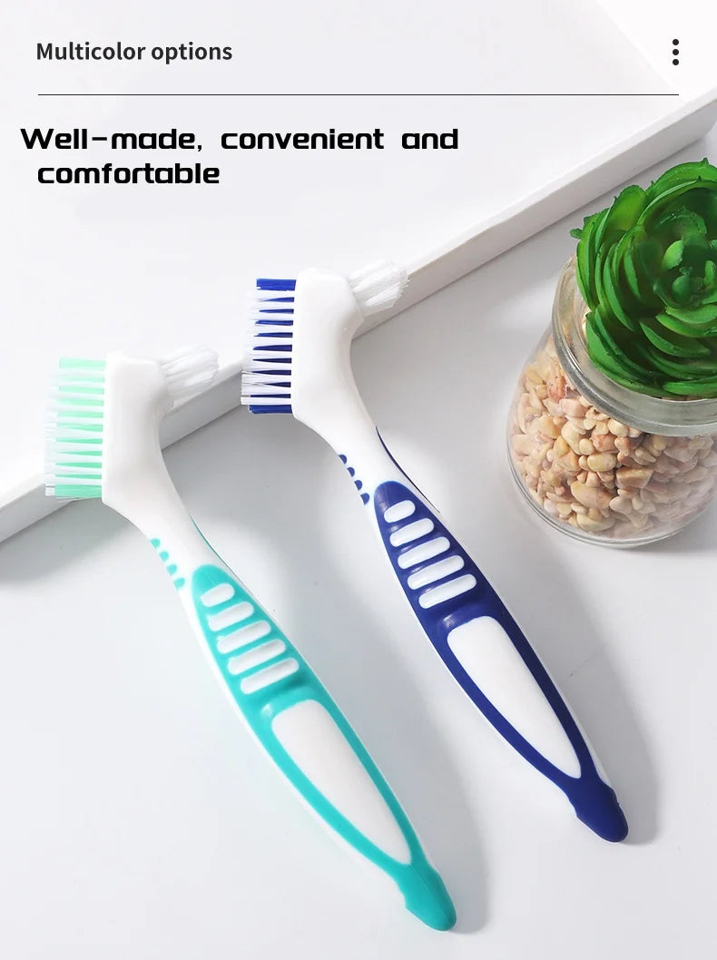 1pc Denture Toothbrush Cleaning Brush Double Sided Denture Brush Invisible Braces Orthodontic Retainer Descaling Brush