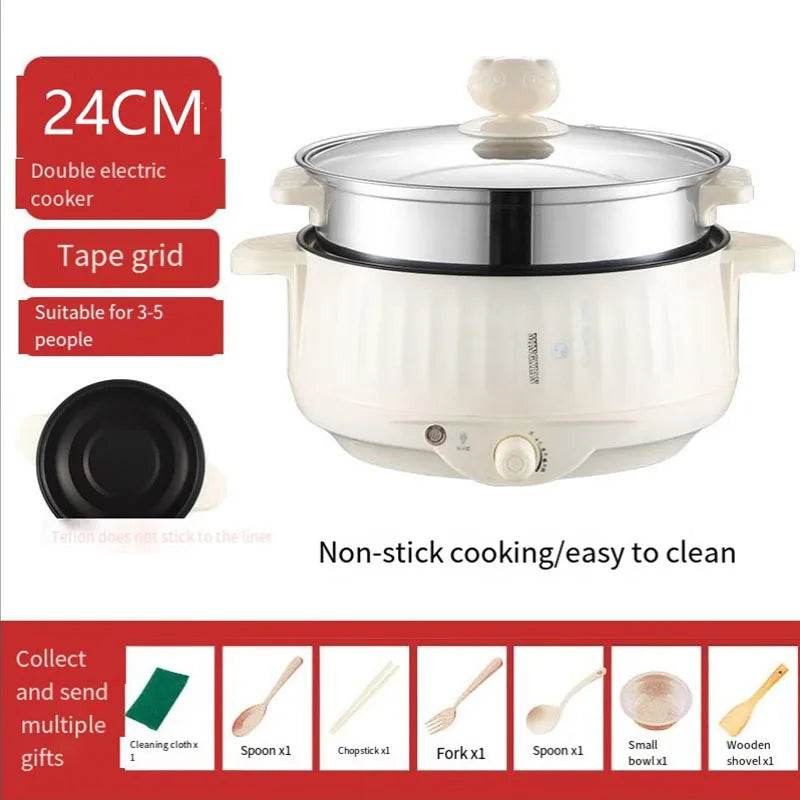 Multifunction Electric Cookers Single/Double Layer 1-2 People Household Non-stick Pan Hot Pot Rice Cooker Cooking Appliances2024 - MarvelouStoree