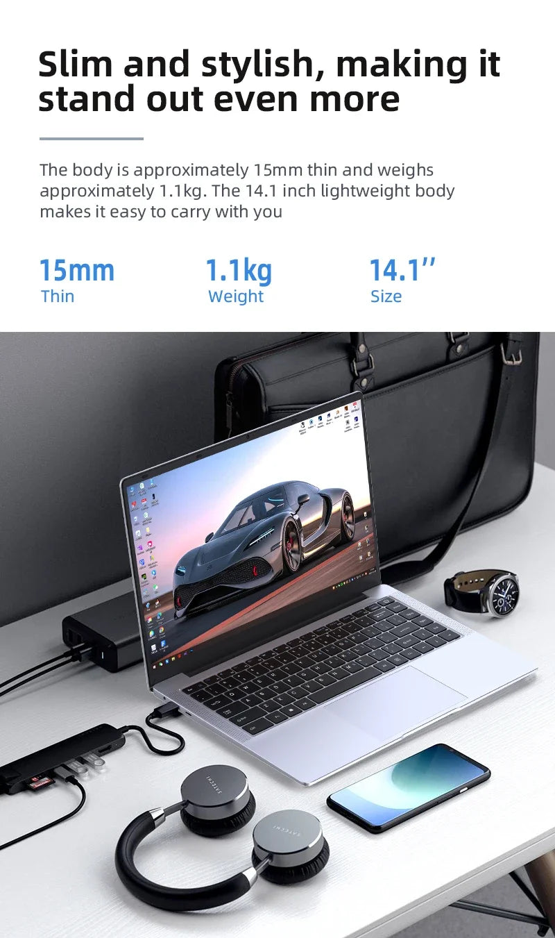 2024 Portable Windows 11 i7 Laptop Computer PC 14.1" 1920*1080P Notebook Intel Core i7 7500U 12GB RAM 1TB 2TB SSD Gaming Laptops