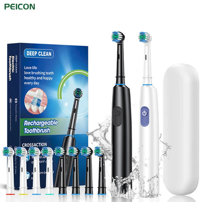 Electric Toothbrush Deep Clean Whitening Teeth for Adult Toothbrush Rotation Ultrasonic Toothbrush with 4/8 Replacement Heads