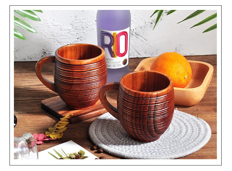 Wooden Big Belly Cups Handmade Natural Spruce Wood Cups Beer Tea Coffee Milk Water Cup Kitchen Bar Drinkware for Kitchen