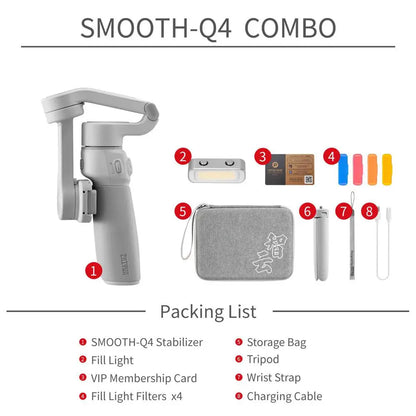 ZHIYUN SMOOTH Q4 combo q4 Smartphone Gimbal 3-Axis Portable Phone Stabilizer for iPhone 14 pro max 13 12 pro max/Huawei/Samsung