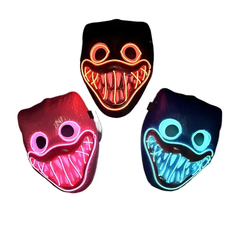 Halloween Luminous Mask Bobby Bobby Cold Light Mask Cyberpunk Funny Personality Decoration Party Props Do Not Contain Batteries