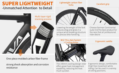 Ships from US  SAVA Carbon Fiber Road Bike R08-R3000 with SHIMAN0 SORA R3000 18Speed 9.6kg Dual Disc Brakes