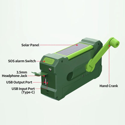 Solar Emergency Radio 10000mAh Hand Crank Portable AM/FM/NOAA SOS Radio with Flashlight&Reading Lamp Cell Phone Charger Radio