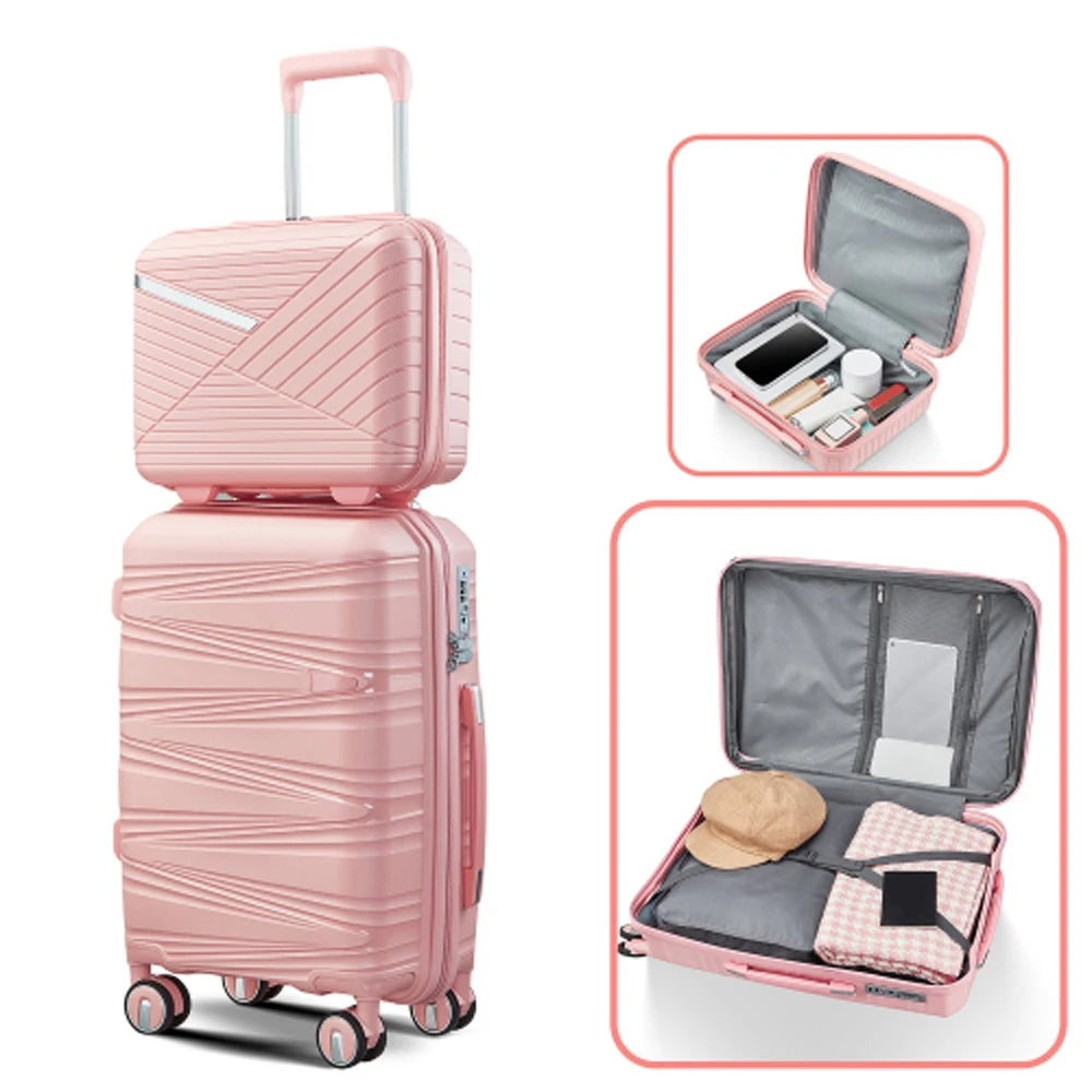 HUFAUT Luggage Sets 4 Piece 14/20/24/28 PP Lightweight & Durable Expandable suitcase