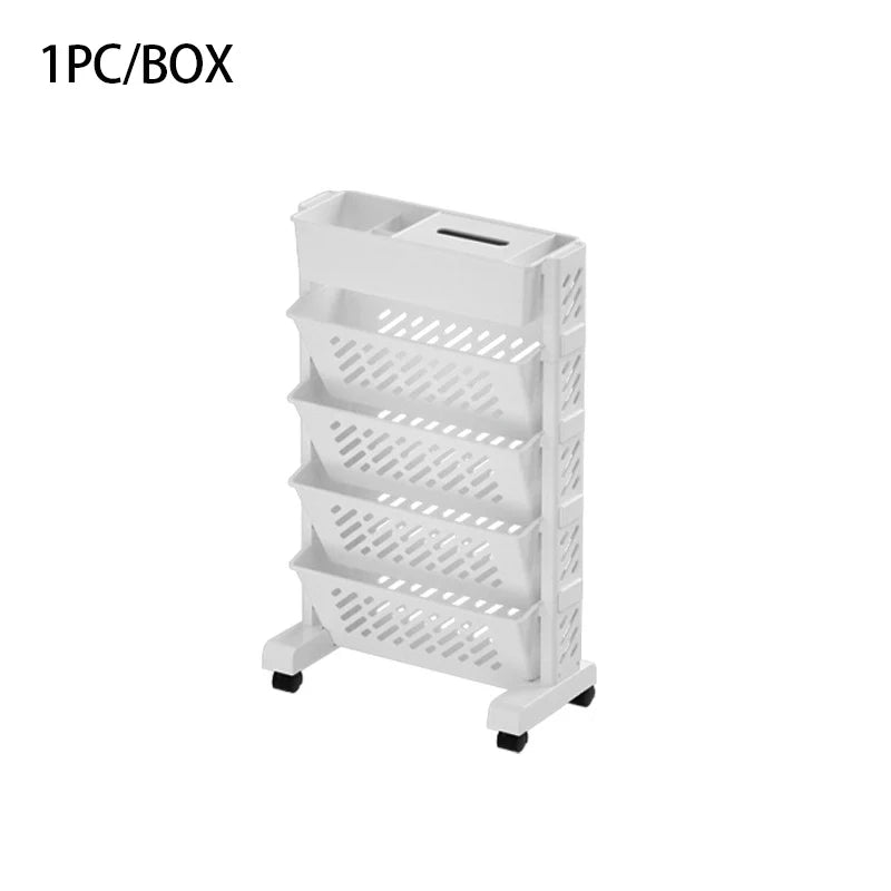 Floor Mounted Movable Bookshelf with Wheels Classroom Desk Storage Rack Study Large Capacity Multi-layer Book Storage Rack