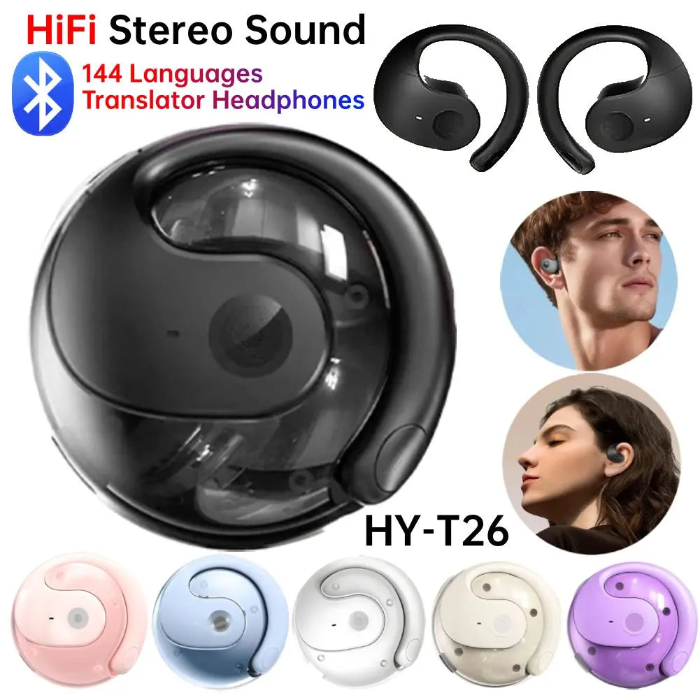 Wireless Bluetooth Headphones AI Real Time Language Translation Earbuds 144 Languages Translator HiFi Stereo Sound Headphones