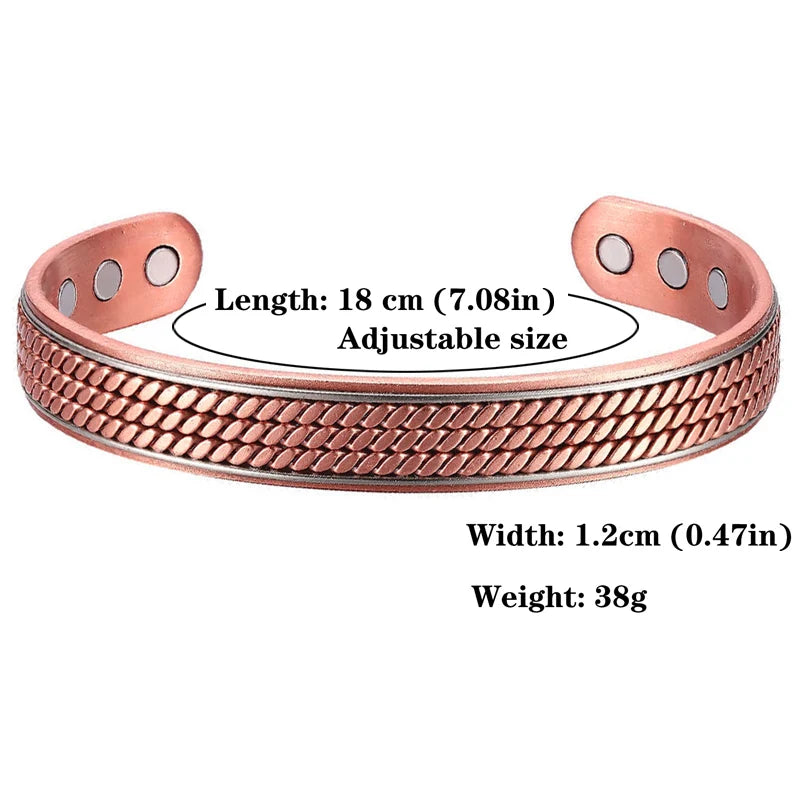 Women Tibetan Pure Copper Magnetic Healing Bracelet India Pattern Men's Spiritual Yoga Jewelry Adjustable Rope Inlay Style