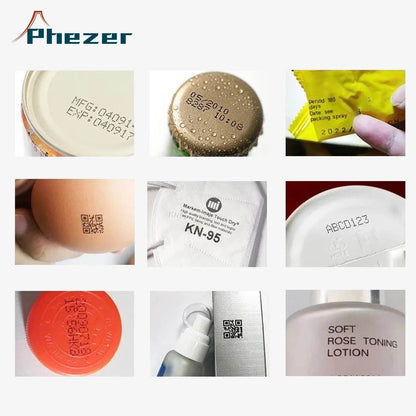 Phezer P17 Handheld Inkjet Printer Date Number Expiry Date Logo QR Bar Batch Code Expiry Date 12.7mm Label Printer 28 Languages