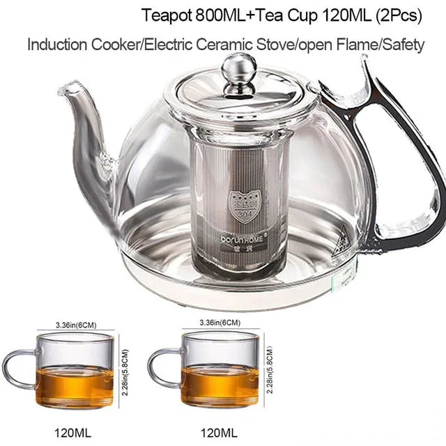 Induction Cooker Heat Resistant Glass Teapot Electromagnetic Furnace Multifunctional Filter Pot Gas Stove Kettle Tea Set