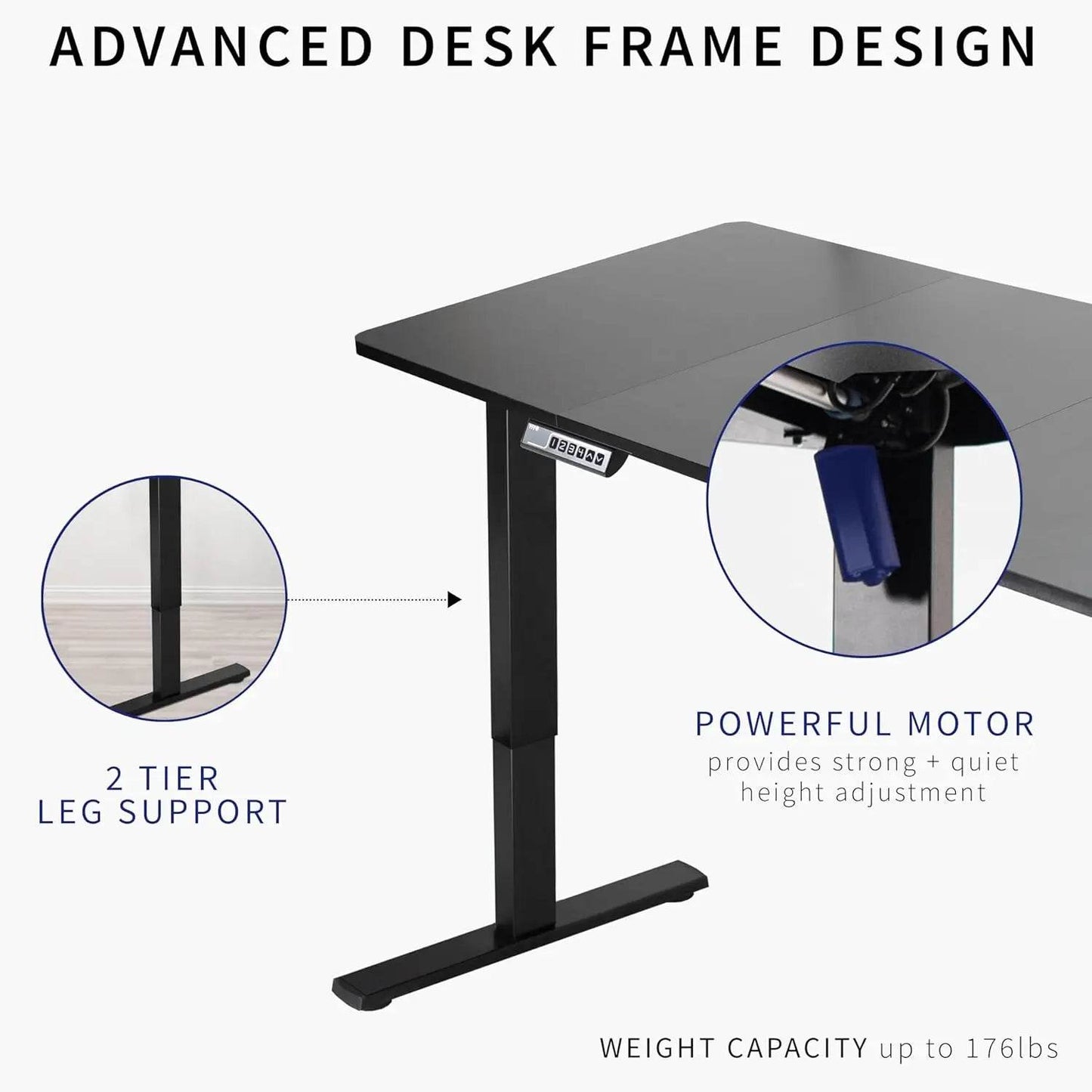 Electric Rustic Standing Desk Workstation, Memory Controller Height Adjustment Particle Board, Steel Computer Standing Desk - MarvelouStoree