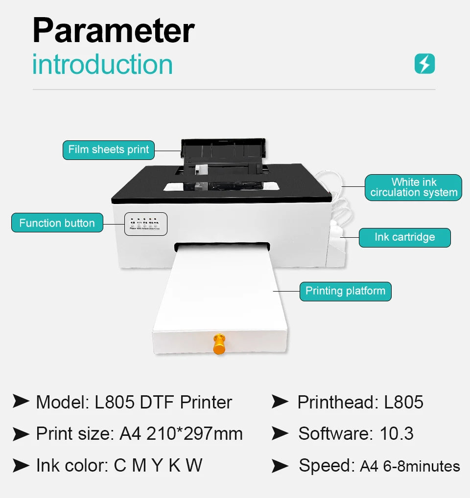 A4 impresora dtf  For Epson L805 DTF Printer DTF Transfer Machine t shirt printing machine DTF Ink DTF Film For t shirt Print