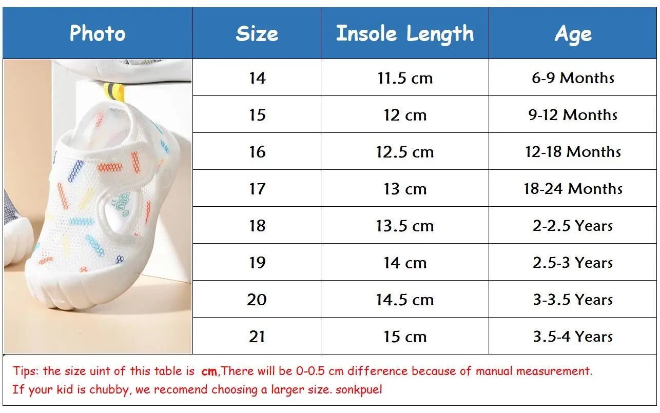 Summer Breathable Air Mesh Kids Sandals 1-4T Baby Unisex Casual Shoes Anti-slip Soft Sole First Walkers Infant Lightweight Shoes