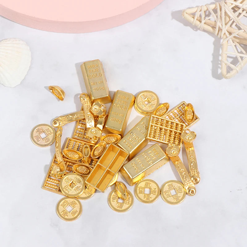 3/5/12pcs Feng Shui Auspicious Lucky Money Mascot Plastic/crystal Crafts Gold Ingot Decoration Crafts