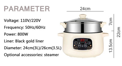 DMWD 3L 110V 220V Non-stick rice cooker Multifunctional hotpot with steamer insulation fast heating electric multiccoker 2 layer