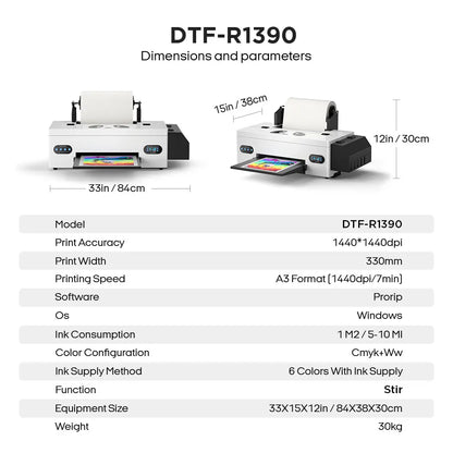 New! A3+ R1390 Dtf Printer Direct To Film Printing Machine With curing oven For T-Shirts And Textile Impresora Dtf