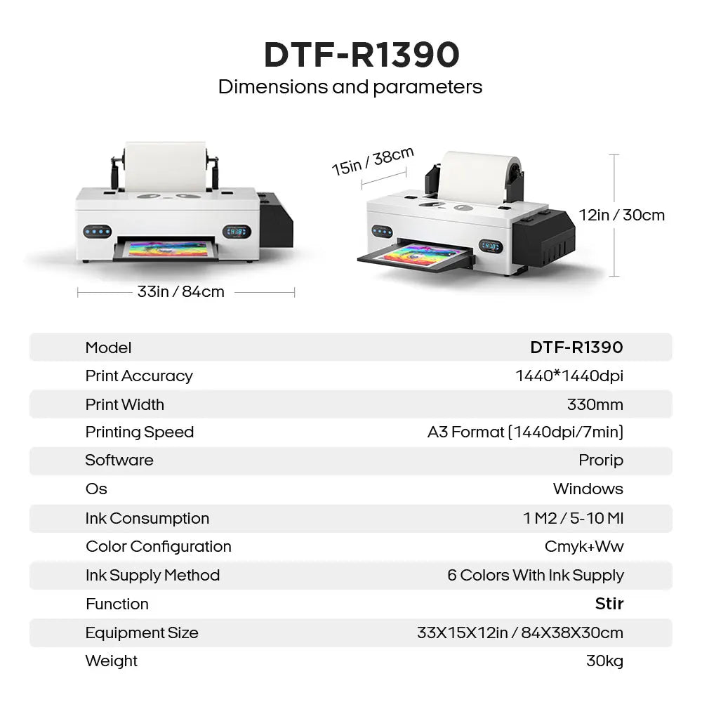 New! A3+ R1390 Dtf Printer Direct To Film Printing Machine With curing oven For T-Shirts And Textile Impresora Dtf