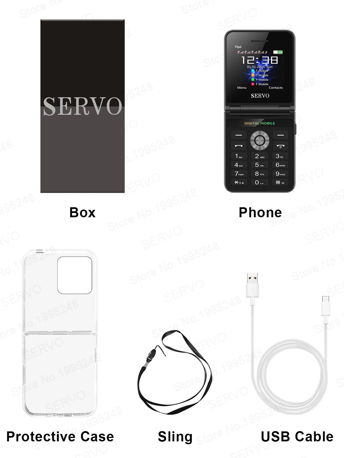 Original SERVO Flip 6 Mobile Phone 4SIM Card Standby GSM Network Magic Voice Call Recording Torch Fold Cellphone Free Phone Case