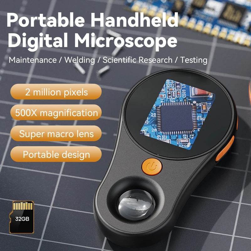 2.0inch 500X Digital Microscope 1080P Video Coin Microscopio with Magnifying Glass Wiht 8Leds for Electronics Repair Windows/Mac - MarvelouStoree