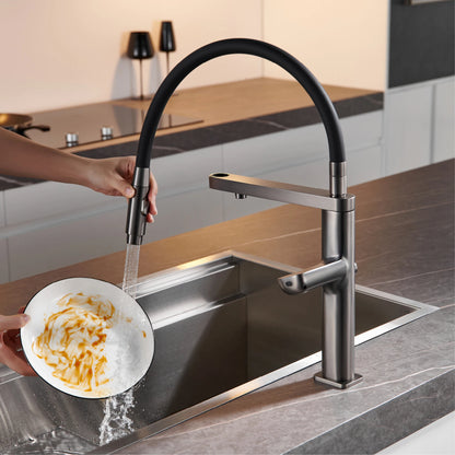 Luxury gun gray kitchen faucet intelligent touch digital display design Dual control cold & hot filtering water sensing sink Tap