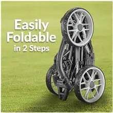 3 Wheel Golf Push Cart - Foldable Collapsible Lightweight Pushcart with Foot Brake - Easy to Open & Close - MarvelouStoree