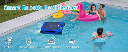 Robotic Pool Skimmer - Solar & Rechargeable, 2 Cleaning Modes, Automatic Obstacle Avoidance - MarvelouStoree