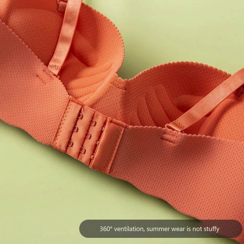 Female Gather Removable Shoulder Strap Solid Color Wireless Lingerie One-pieces Sexy Bras Push Up Seamless Underwear for Women - MarvelouStoree