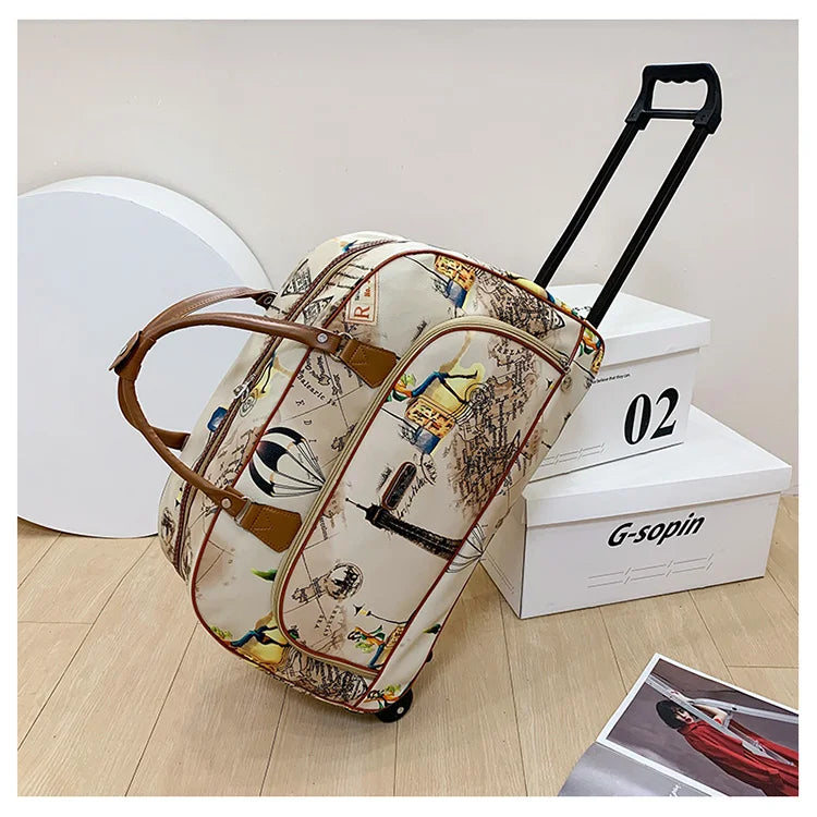 Large Capacity Women Travel Suitcase Trolley Bags Wheeled Bag Oxford Waterproof Rolling Luggage Travel Bag With Wheels