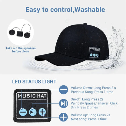 Multifunctional Outdoor Hat With Bluetooth Speakers Wireless Headphones Detachable Adjustable Music Baseball Cap Running Sports