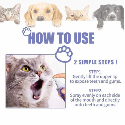 50ml Pet Oral Care Spray Dog Mouth Breath Freshener Tooth Stains Removal Cleaning Spray No Brushing For Cats And Pets